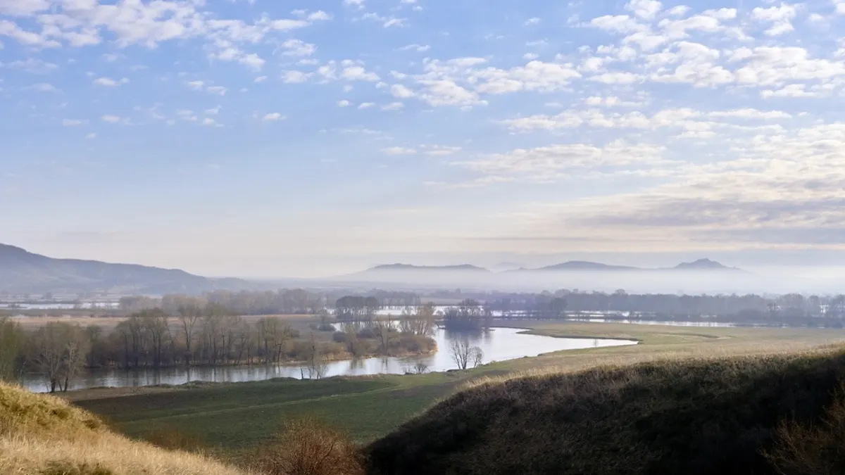 The Irtysh River (Ertis) flowing through the landscape near Öskemen in East Kazakhstan