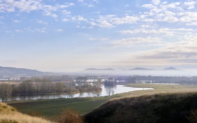 The Irtysh River (Ertis) flowing through the landscape near Öskemen in East Kazakhstan