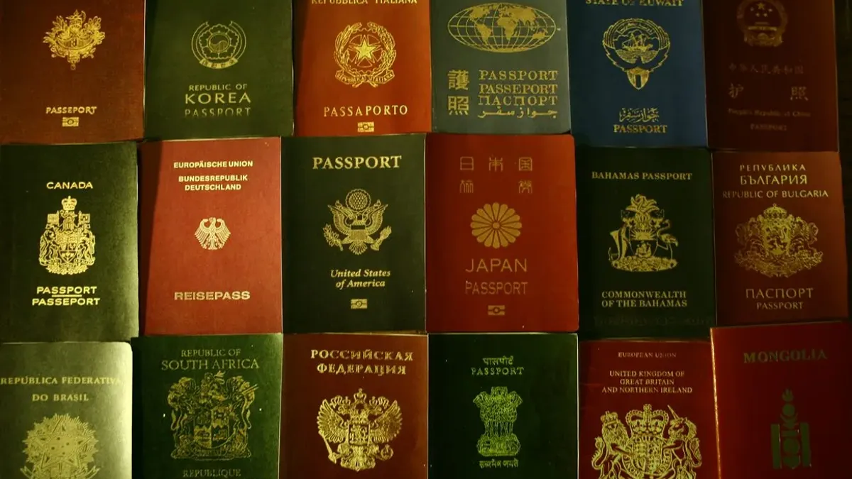 Kazakhstan passport with visa-free entry stamps from multiple countries