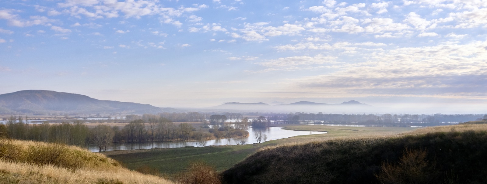 The Irtysh River (Ertis) flowing through the landscape near Öskemen in East Kazakhstan