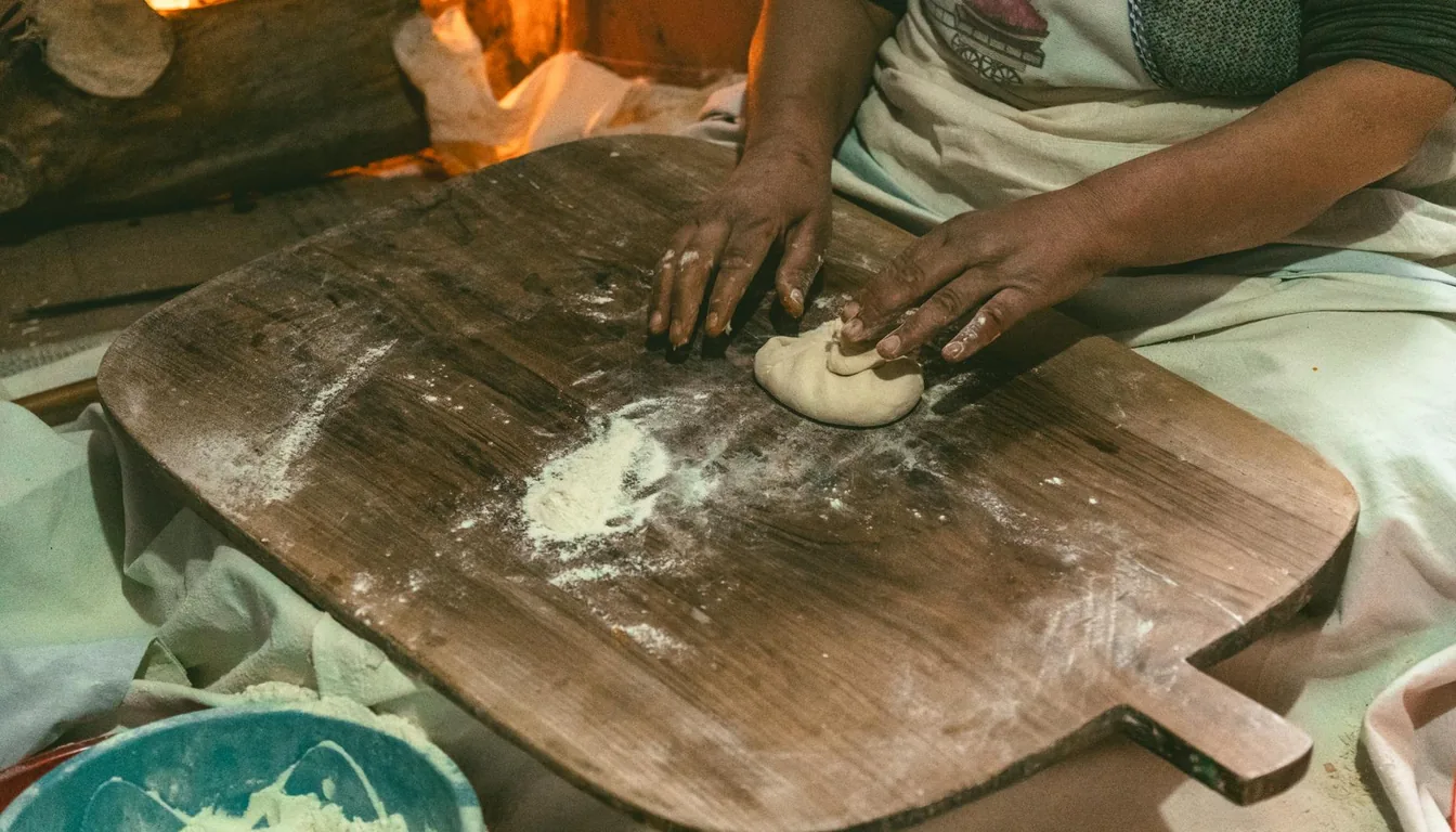 Homemade Kazakh dishes served on a dastarkhan including baursaki and beshbarmak