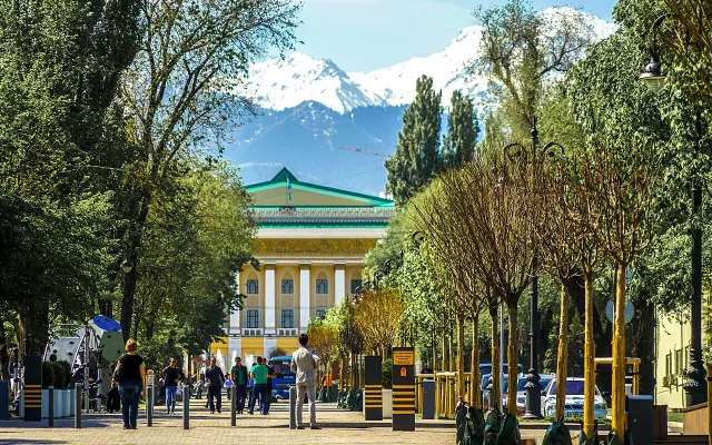 Pedestrian Panfilov Street in central Almaty