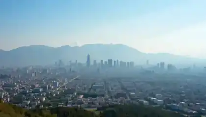 Skyline panorama of Almaty Kazakhstan's largest city with mountains in background